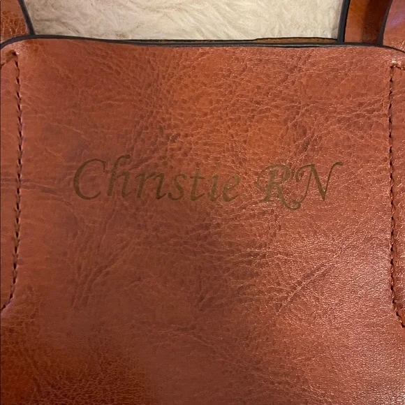 NWOT Elegant Brown Faux Leather RN Tote Bag/Purse - Picture 3 of 9